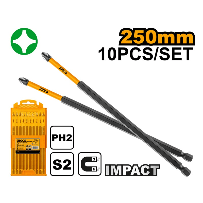 10'lu Darbeli Uzun Yıldız Tornavida Ucu Seti 250mm